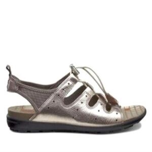 ECCO Jab Toggle Moon Rock Metallic Leather Outdoor Slingback Sport Sandals 39